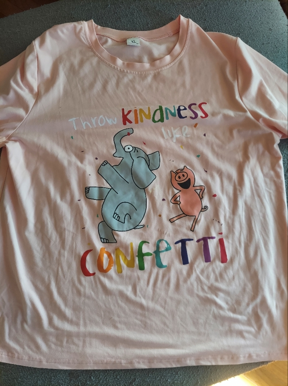 Kids Pink Graphic Tee with Rainbow 'Kindness' Print
